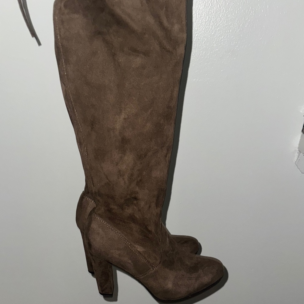 Brown Suede Knee-High Boots